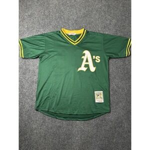 Mens Jersey Mitchell & Ness Oakland Athletics Henderson #24 Green, Size M